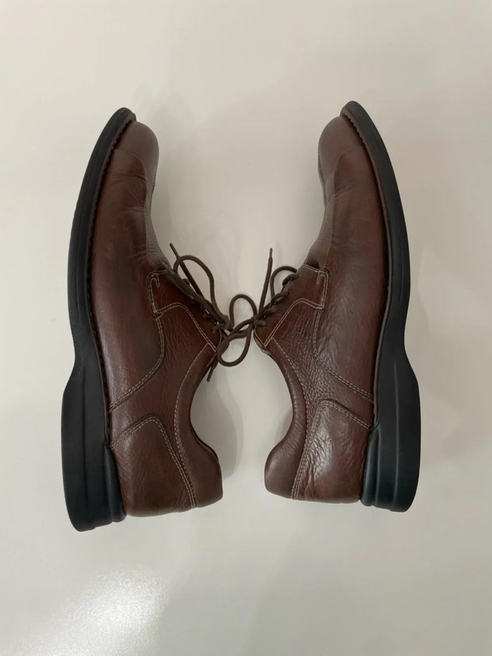 Johnston & Murphy Men's Brown Leather Bicycle Toe Oxford Casual Shoes, size 10